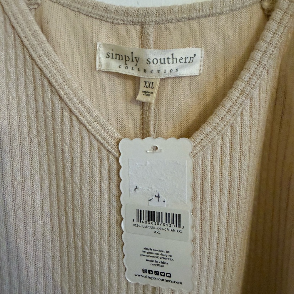 Simply Southern Cream Ribbed Top - Picture 2 of 4
